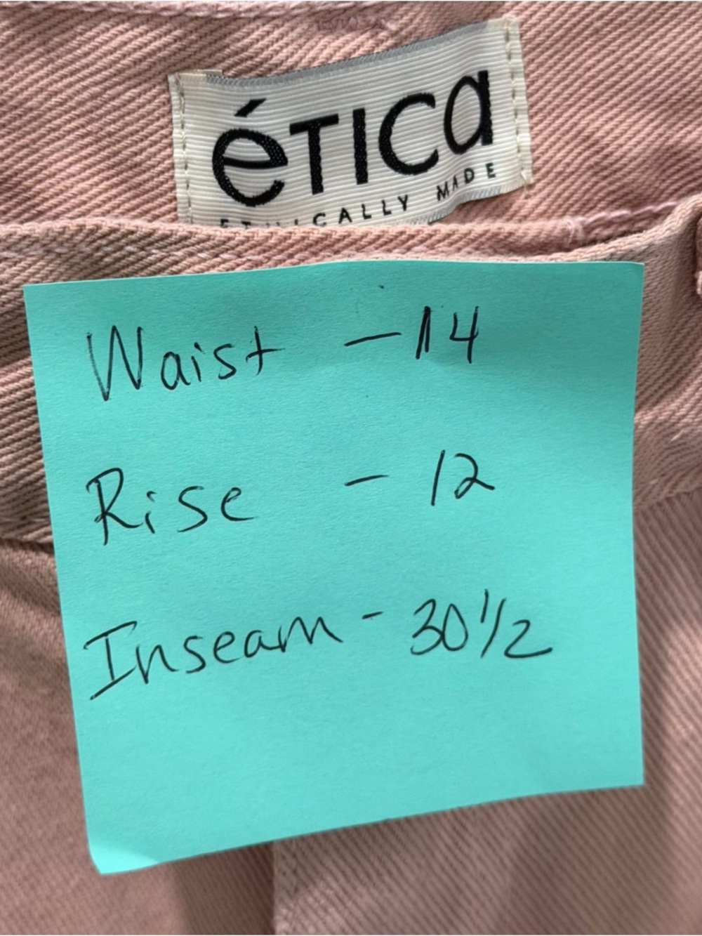 Etica- Wide Leg High-Rise Jeans in Blush Pink - Picture 2 of 6